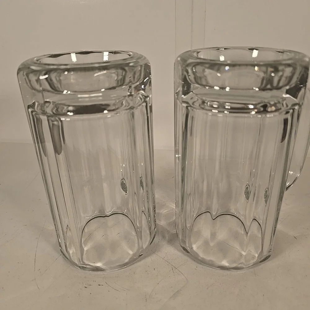 Vintage LIBBEY Beer Mug Thick Heavy‎ 10 Panel Glass 5.25